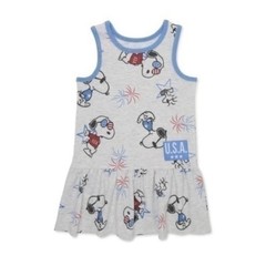 Peanuts Snoopy Girls Dress 2T Joe Cool Woodstock Stars Fireworks Gray Blue NEW