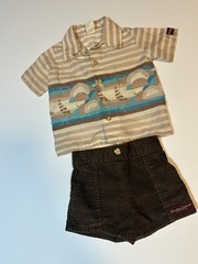 Vtg 80s Rodeo Drive California Hawaiian Shirt & Shorts Sz 18 Mos Nautical Aloha