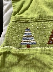 ANAVINI Apple Green CORDUROY ROMPER 12m Christmas Tree Hand Smocked Artisan