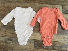 Cloud Island Baby Girl’s Bodysuit Set Of 2 0-3 Months Pink & Peach NEW