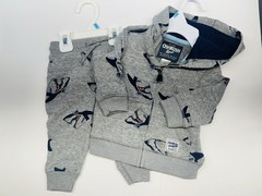 NWOT Oshkosh B’Gosh Boy Hoodie and Joggers Set Size 6 M Grey With Sharks