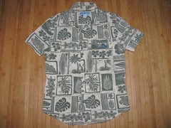 TOMMY BAHAMA Shirt HAWAIIAN Size Boys 3T Rayon GREEN with EMBROIDERED MARLIN