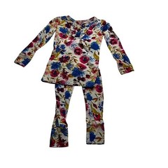 Gigi & Max Kaylee Ruffle Two Piece Bamboo Floral Lounge Set 2-3T