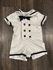 Rare Editions White Baby Boy One Piece Sailor Outfit Infant Size 6 Months