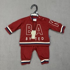 NWT Ted Baker Boy Logo Tracksuit Jogger Sweater Set Outfit 0-3 Months Maroon $65