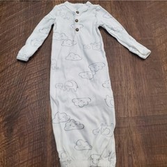 Carters Sleep Sack Sleeper Cotton Gown White Clouds Elephant Gender Neutral 3M
