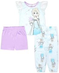 Disney Elsa Toddler Girl’s Satin Polyester 3-Piece Pajama Set, Size 3T