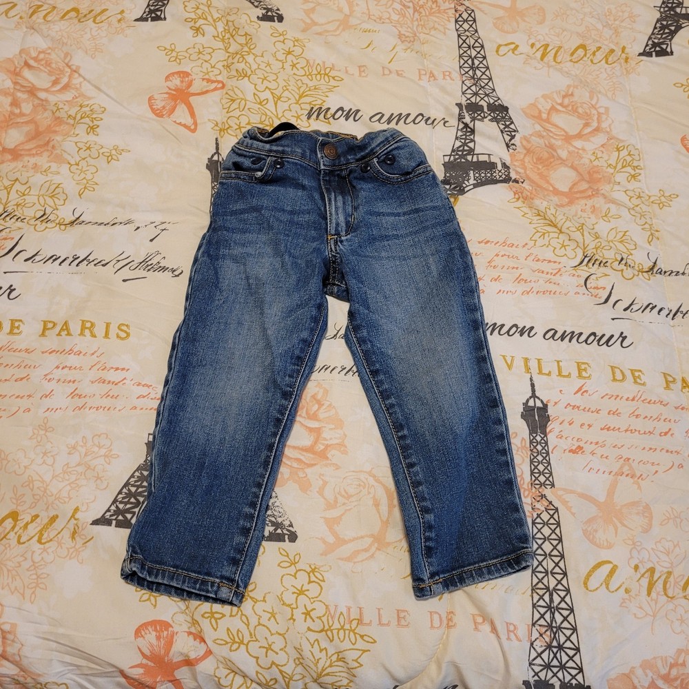 OshKosh B’gosh Toddler Jeans 2T Blue Denim Cotton Straight Button Zip Pockets