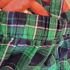 Vintage Jumper Dress Womans Plaid Pinafore Green Blue LG-XL 1970’S Mid-Length