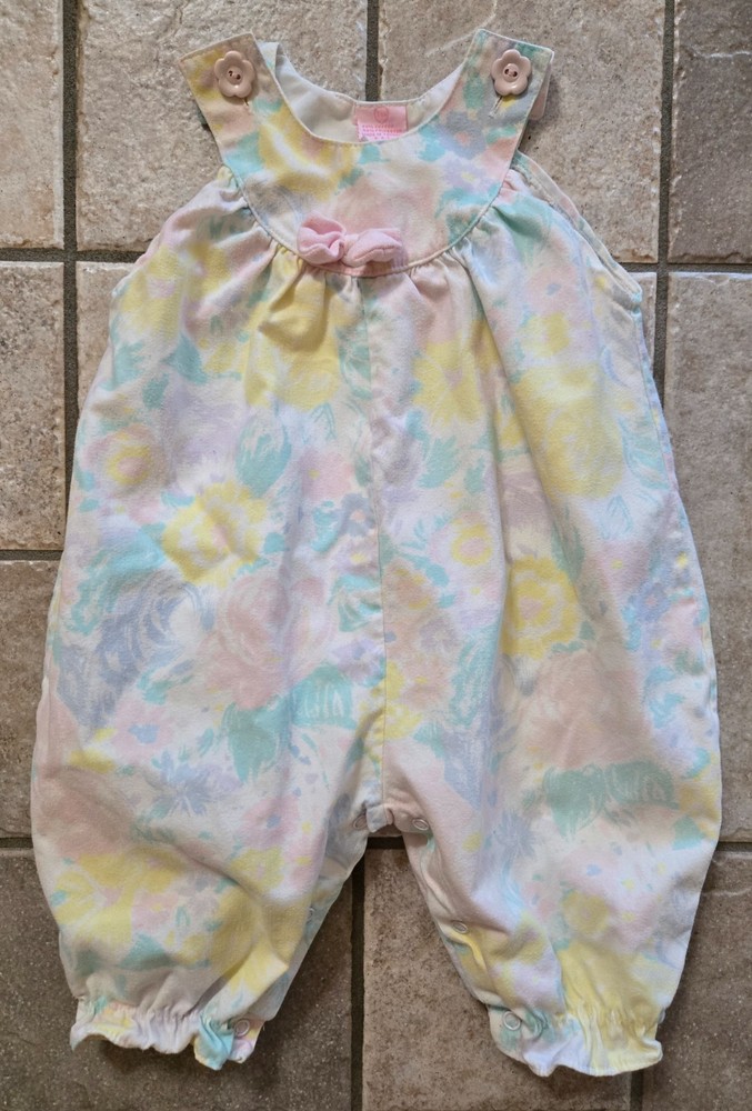 VTG Basic Editions 1 Piece Romper Sleeveless Size 3-6 Month Pastel Soft Girl Y2K