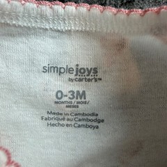 Simple Joys by Carters Bodysuit Kids 0-3M White Pink Pear Print Short Sleeve