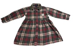 VTG Polo Ralph Lauren Corduroy Collar Plaid Shirt Dress Sz 4T Red Green Holiday