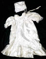 (6-12 Months)- (13-18 Lb) Baby Toddler White Pearl Beaded Wedding Dress with Hat