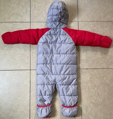 NIKE Baby Puffer Snowsuit One Piece Bunting Racer Silver/Red 24 Months