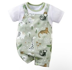 Newborn Baby Zoo Animal Print Romper Outfit 2Pcs Summer Infant Bodysuit 0-18M