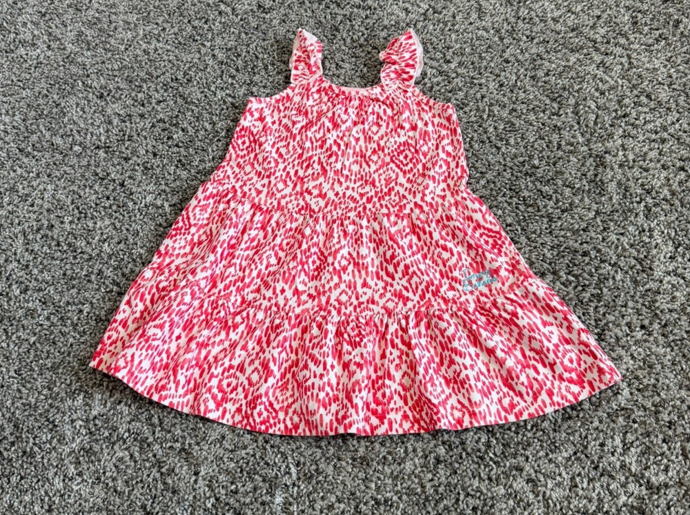 Tommy Bahama Sleeveless Red/White Abstract Tiered Dress Girl’s Size 2T