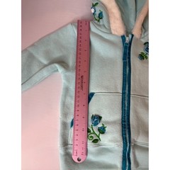 Wonderkids Floral Applique Hoodie Faux Fur Trim Zip Up Jacket 24 Months