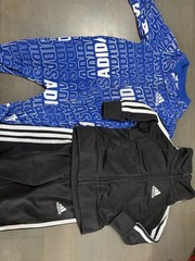 adidas Baby 3M 3pc Track Jacket, Pants & Bodysuit Set Black/Blue/White (#152)