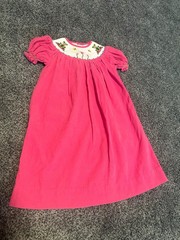 Remember Nguyen Girls Smocked Embroidered Dress Size 12 Months Pink Corduroy