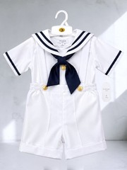 New Baby Toddler Nautical Sailor Outfit Set with Captain’s Cap – Size 3