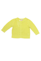 Bonpoint Girls Button Front Crew Neck Open Knit Cardigan Sweater Yellow Size 4