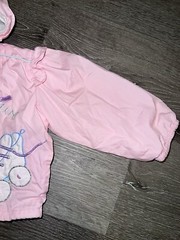 VTG 90s Windbreaker Jacket Pastel Pink Zip Hood Lined Buttons Bow Skate Girl 2T