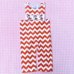 NWT Pirate Halloween Smocked Toddler Overalls Hat Pumpkin Orange Chevron Size 3T