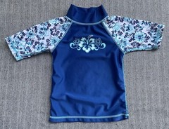 UV Skinz Toddler Girls Size 3T Blue Rash Guard Swim Shirt Mid-Length Sleeve