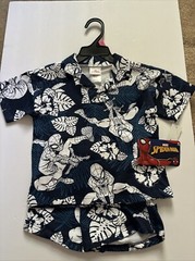 Boys 18 Months Spider Man Resort Set Collar Shirt And Shorts NWT Blue/white