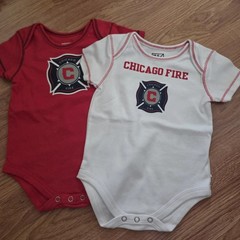 MLS Chicago Fire Baby Set 3-6M Bodysuits 2pc New Soccer USA Logo Sports