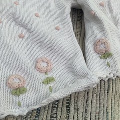 Vtg Hartstrings Cardigan 18m Baby Girl Embroidered 100% Cotton Pink White Flower