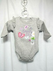 New Garanimals Bodysuit and Pants Size 0-3 Months Gray “DREAM BIG” Butterflies