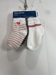 Old Navy Size 12-24M Girls Hearts Graphics Crew Dreamers Non Slip 6 Pack Socks