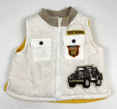 Lulu & Roo Jeep Vest Jacket, White Fleece Lined, Size 12 Months, Spring/Fall