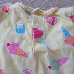 Okie Dokie 1 Pc Bodysuit Infant Girls 3-6M Yellow Short Sleeve Ice Cream Cone