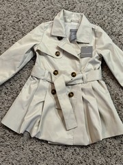 Tahari Kids Girls Trench Coat 2T Beige Belted Double Breasted Classic Jacket