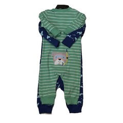 Carter’s 3 Mo Boy’s 2 Piece Long Sleeve Romper Set Blue Green Shark Scuba Dog