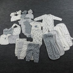 Little Peaches 25 Piece Layette Set Boys 0-3 Months Gray 100% Cotton New In Box