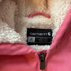Carhartt Hooded Zip Up Jacket Canvas Insulated Sherpa Pink OJ9566-G Girl 2T NWOT