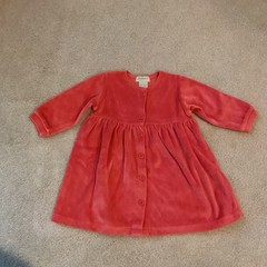 ZUTANO 18 MONTH VELOUR DRESS, LONG SLEEVED, BUTTON FRONT, SALMON COLOR