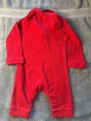 Vineyard Vines baby romper 3M in classic red with signature whale logo.