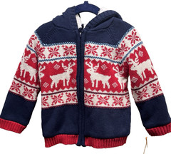 Sam & Jo Sweater jacket child size 2T Christmas faux sherpa New! Zip Up Hooded