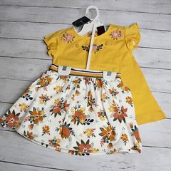 Cynthia Rowley Girl’s Top Skirt Skort Set Size 3T Yellow Pink Floral Shorts