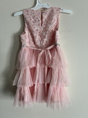 RMLA Toddler Girls Lace Sequin Tiered Tulle Lined Skirt Sleeveless Dress Pink 3T