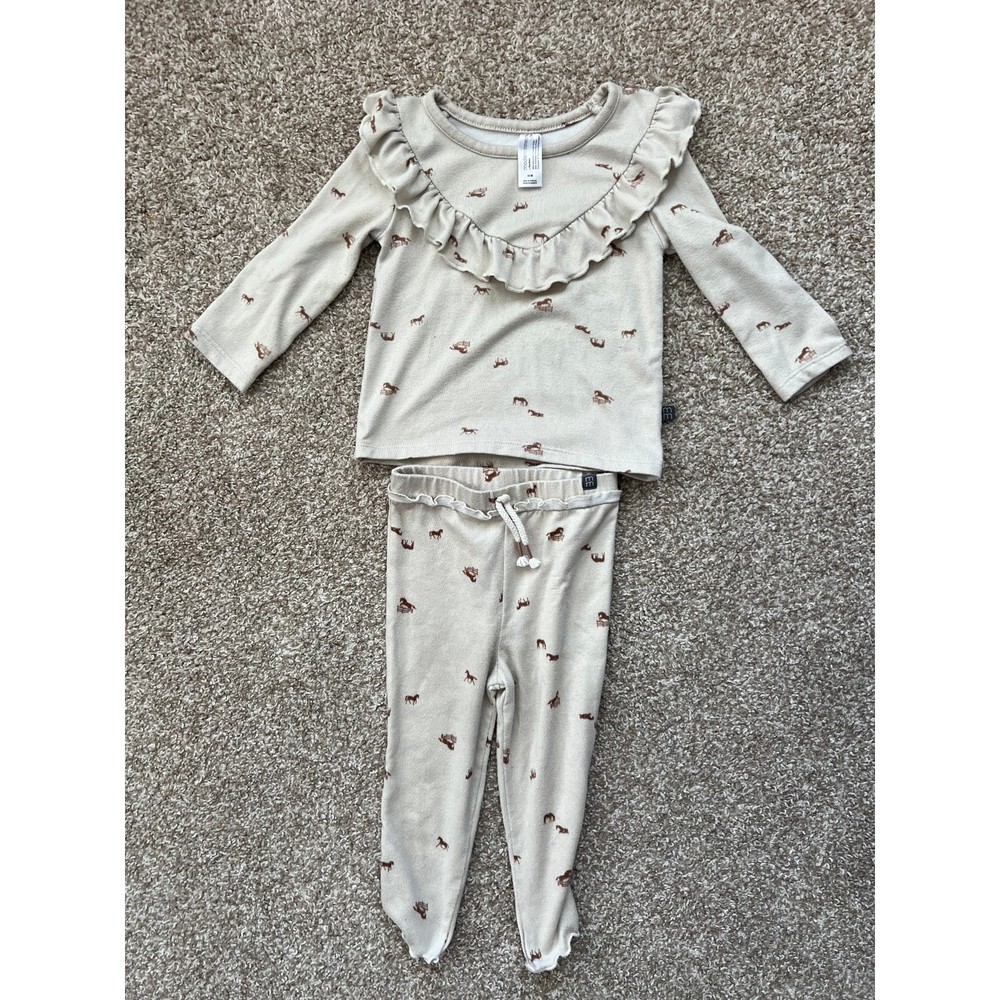 Modern Moments by Gerber Baby Horse Print Lounge Set 18M Neutral Western