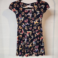 Epic Threads Girls Butterfly Floral Dress Kids Size S Short Sleeve Bow Back Soft