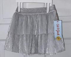 Girl’s Cat &Jack Silver Sparkle Lined Two Tier W/Elastic Waistband Skirt Size-2T