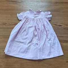 Smocked Corduroy Dress Kids Pink Vintage Heirloom Lace SIZE 12-18M