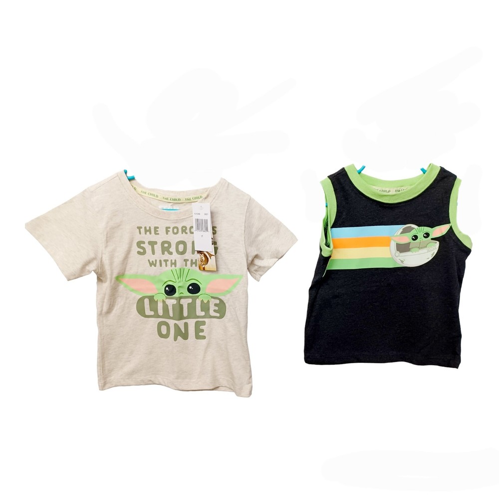 Star Wars Baby Yoda T-Shirt & Tank Top Set 3T Boys GROGU Multicolor
