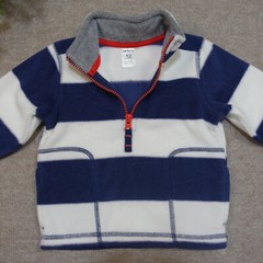 Carter’s 12 Month Fleece Pullover Long Sleeve Half Zip Blue and White Stripe